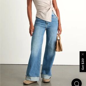 Far Out Medium Wash Wide-Leg Cuffed Jean